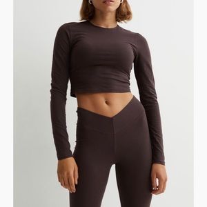 Brown Cut-Out Crop Top